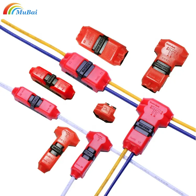 Conector elétrico de fiação rápida em forma de H para cabo de 22-16 pinos LED AWG, blocos terminais de crimpagem, condutor