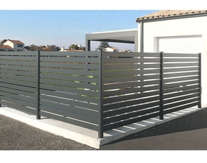 Panneaux de clôture de <span class=keywords><strong>piscine</strong></span> en aluminium de 6 pieds de haut avec lattes plates et sections inférieures avec les yeux bandés. - Product Image 1