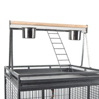 Grande cage de transport roulante pour perroquets avec support de protection des graines, cage à oiseaux en métal robuste avec plateau de jeu