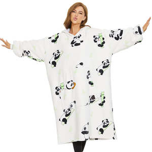 <strong>Snuggy</strong> Reversible Cozy Wearable Sherpa Zipper Giant Adults Oversized Hooded Blankets Tv Snuggle <strong>Hoodie</strong> Blanket - Product Image 2