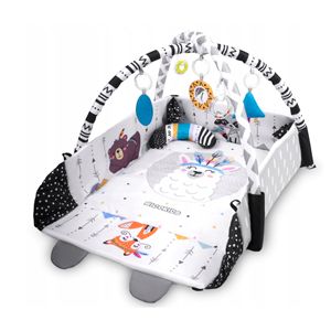 4 en 1 Multifonction Soft Toy Gym Rack 20 Balls Musical Playmat Cotton Activity Mat & Folding Fence 2cm Thick Baby Floor Cushion - Product Image 1
