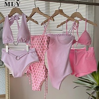 Maillot de Bain Bikini Sexy Femme MLY avec Logo Personnalisé, String Bandeau, Conception Marque Privée, Imprimé, pour Femmes