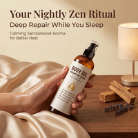 Formule d'huile de soin corporel relaxant de nuit à base de plantes, logo personnalisé, huile corporelle au bois de santal, spray corporel, coffret cadeau