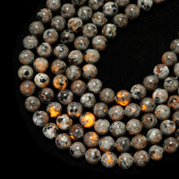 Nouvelles perles de pierre Yooperlite, couleur orange flamme, pierres précieuses lâches rondes pour la fabrication de bracelets et de colliers