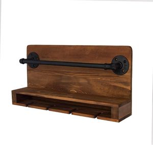 Étagère murale contemporaine pour <span class=keywords><strong>bouteilles</strong></span> de whisky et de vin, présentoir décoratif mural pour whisky, étagère à vin en bois - Product Image 2