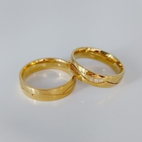 Mode brésilienne occidentale, bagues de fiançailles en acier inoxydable plaqué or 18 carats pour couples, ensembles de bagues pour filles, bague, anillos, eheringe