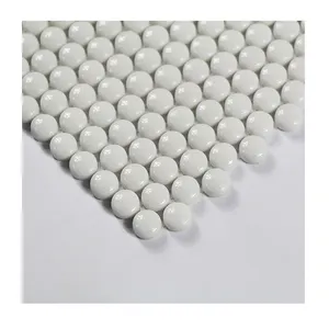 Factory Custom White Recycled Glass Penny Round Tile Mosaic For Wall Decor