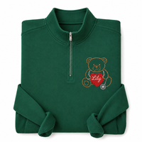 Sweat-shirt personnalisé à col zippé brodé Ourson Infirmière avec Nom Personnalisé RN NICU Pédiatrique Stéthoscope Cœur Cadeau Infirmier