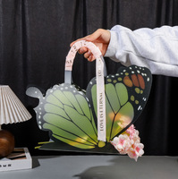Caja de Plástico con Diseño de Mariposa, Bolsa de Plástico Reutilizable con Asa, Bolsa de Compras Personalizada con su Propia Etiqueta