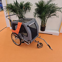 Remorque de vélo pliable en textile pour animaux de compagnie, 2 roues, chariot de transport pour chien, poussette de voyage avec fermeture éclair, couleur et logo personnalisables
