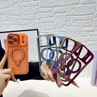 Coque de téléphone antichoc transparente et colorée pour iPhone 17 16 15 14 12 11 avec support double et cadre de protection pour appareil photo
