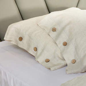 Japanese Style Bamboo Linen <b>Bedding</b> Set 2.0m Breathable Four Piece Solid Color Home Textile - Product Image 2