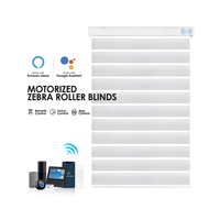 Persianas Zebra Motorizadas Inteligentes con Control Remoto, Persianas Enrollables de Doble Capa con Tela Envolvente, de Oscurecimiento a Transparente, para Montaje Interior en Ventanas
