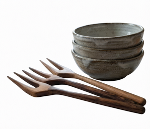 Fourchette à sushi en bois écologique de bonne qualité, créative, à deux dents, pour fruits/gâteaux/apéritifs/salades/desserts, idéale pour le camping - Product Image 1