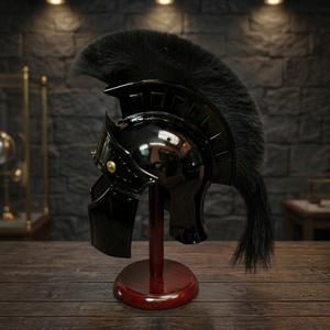 Casque romain médiéval avec plume noire, armure de casque romain - Product Image 4