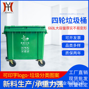 ถังขยะ 660 ลิตร ทรงสี่เหลี่ยม สำหรับภายนอกอาคาร ทำจาก HDPE พร้อมล้อ สีเขียว - Product Image 5
