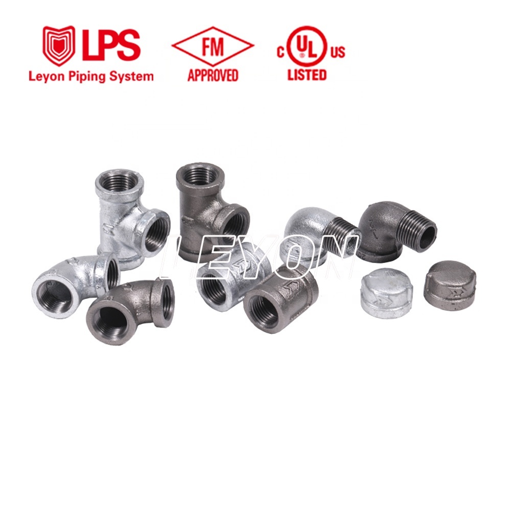 Leyon FM UL Fire Fighting Galvanized Iron Reducing Socket BSP NPT Threaded Elbow Plumbing Cast Black Malleable Iron Pipe Fitting · image 6