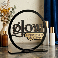 Panneau de bureau circulaire personnalisé en acrylique, effet métallique 3D, support de logo, signalétique de table personnalisée pour salon de beauté, studio, décoration de bureau