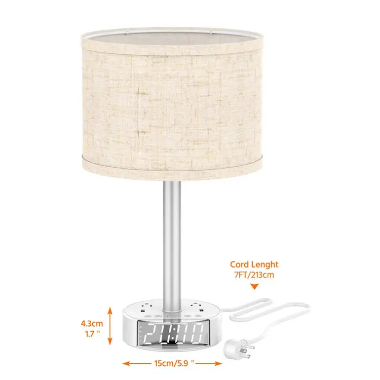 Съемная будильник база Dual USB Автомобильное зарядное устройство розетки роскошного отеля прикроватная лампа Светодиодная настольная лампа