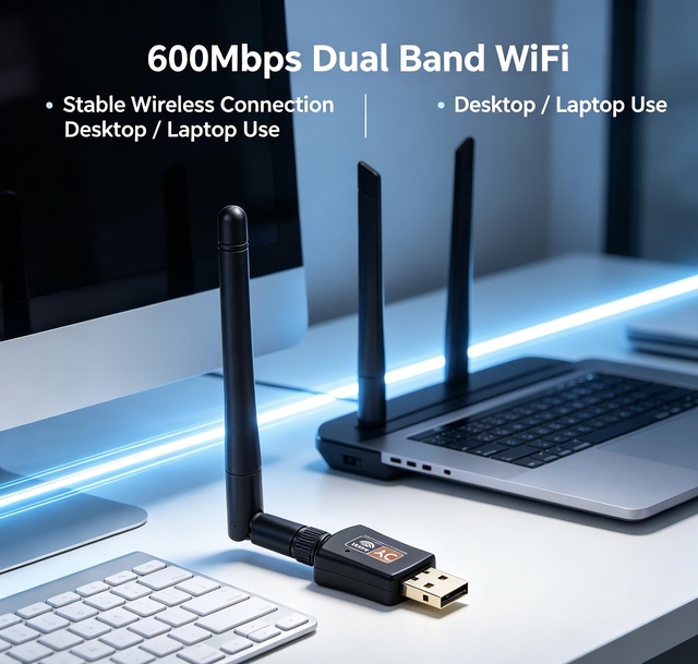 Best Seller Low Price 600M Dual Band WiFi USB Dongle High Gain External Antenna Wireless LAN Adapter Hot Sale