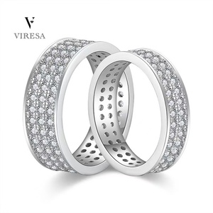 Viresa 전체 Moissanite 반지 925 스털링 은색 행 영원 밴드 Moissanite 결혼 반지 여자 남자 스파클링 VVS 다이아몬드 반지 - Product Image 1