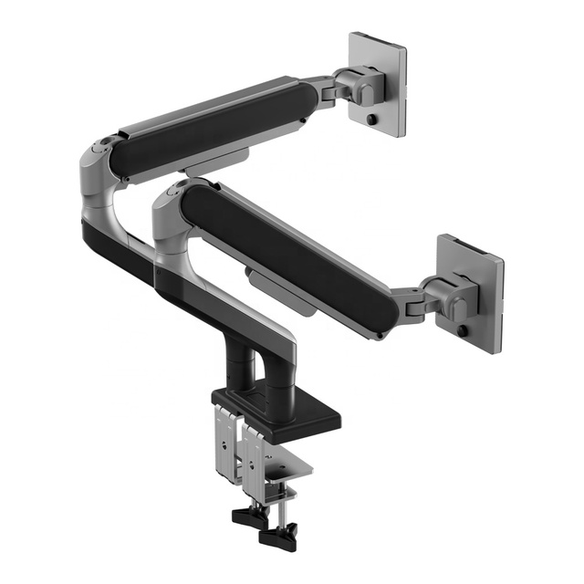 Heavy-Duty 17-45 Inch Dual Torsional Spring Dual Adjustable Computer Monitor Desk Mount Stand with Extra Cable Management