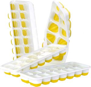 BPA Free Food Safe 14-Count Stackable <b>Silicone</b> Ice Cube Trays Spill-Resistant Removable Lids Easy-Release Ice Cream <b>Tool</b> - Product Image 1