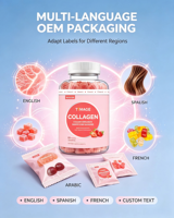 Compléments de collagène en gommes à marque privée, multi-vitamines C, acide hyaluronique, pour l'éclat de la beauté, sans OGM, OEM