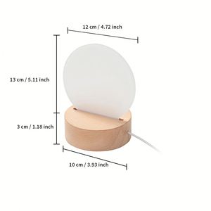 Blank Panel for DIY Printing Sublimation Acrylic Photo Frame <b>Night</b> <b>Lights</b> with Warm LED Wooden Base Lighting - Product Image 5