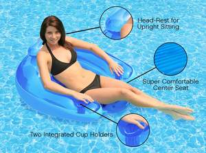 JOSEN Chaise longue gonflable moderne en PVC pour adultes avec dossier, accoudoirs et deux porte-gobelets pour piscine et plage - Product Image 4