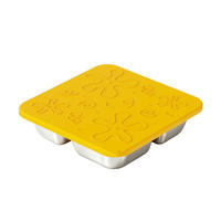 Boîte alimentaire réutilisable en acier inoxydable 304 avec silicone, 4 compartiments pour collations et fruits, pour la préparation des repas des adultes et des enfants