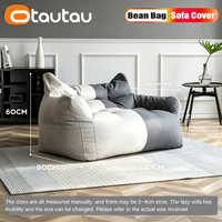 OTAUTAU Housse de pouf 2 places sans rembourrage, siège de sol, canapé, pouf, chaise longue, fauteuil inclinable, mobilier sans cadre SF007