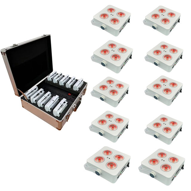 Mini 4*18W Rechargeable DMX Wireless LED Par Light 6in1 RGBWAUV Stage Lights with IR Controller Battery Operated Stage Lighting