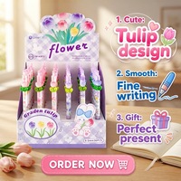 Stylo Gel Clic 0,5 mm à Encre Noire, Motif Fleur de Tulipe, en Plastique, Vente Chaude en Usine, Lot de Stylos Promotionnels en Gros