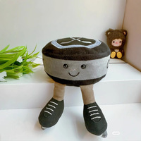 ODM UK JC High Version 10cm Ice Hockey Puck Super Soft Plush PP Cotton Weighted Bottom Embroidered Cross Sticks Stress Relief