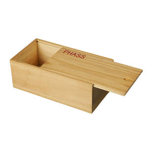 Hot Selling Handmade Solid Pine MDF Rectangle Magnet Slide Top Storage <b>Boxes</b> Laser Engraved Logo Natural <b>Wooden</b> <b>Boxes</b> - Product Image 2