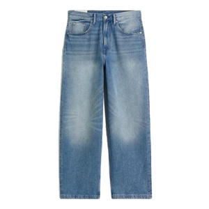 Wholesale Fashion Custom logo Street Wear Loose Blue <b>Balloon</b> Leg Stacked Jeans Vintage Men's Baggy Jeans - Product Image 5