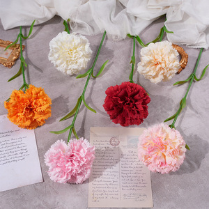Carnations artificielles de couleurs mélangées, fleurs en soie moulées par injection, décoration d'intérieur, cadeau pour la fête des mères - Product Image 1