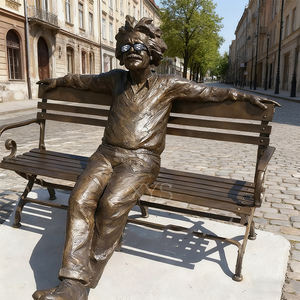 Estatua de bronce de tamaño real de alta calidad, figura famosa de <span class=keywords><strong>Albert</strong></span> Einstein, Banco de Metal, modelo de acero, técnica de acero inoxidable chapada, regalo de Anime - Product Image 2