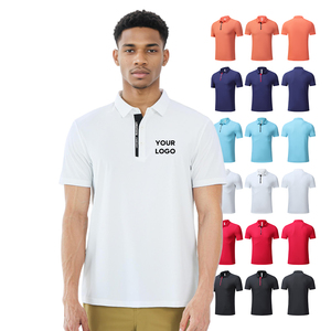 เสื้อโปโลแขนสั้นของผู้ชายเสื้อโปโลผ้าตาข่ายระบายอากาศคอสีตัดกันที่กำหนดเองได้ - Product Image 2