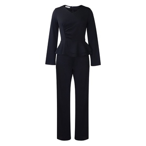Ensemble automne-hiver, nouvelle mode <span class=keywords><strong>OL</strong></span>, haut à volants à col en V et pantalon, ensemble deux pièces pour l'Europe et l'Amérique - Product Image 6