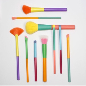 Nouvel ensemble de 10 <span class=keywords><strong>pinceaux</strong></span> de maquillage pour le visage à l'aquarelle avec outils de correction, kit de beauté portable multicolore - Product Image 3