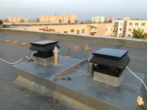 Kipas ventilasi atap surya ekstraktor panas produk terkait tenaga surya sistem daya rumah kipas pembuangan aksial 14 inci kipas ventilasi loteng