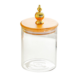 Glass Jars With Wooden Lids 500ml Sealed Storage For Tea Coffee <b>Kitchen</b> Use - Product Image 4