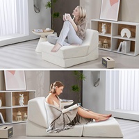 Sofá cama plegable de suelo blanco portátil cómodo personalizado sala de estar sofá cama plegable de espuma viscoelástica 3 en 1