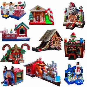 Château gonflable commercial Ceyu en forme de maison de pain d'épices avec toboggan, décorations de bonbons, pour Noël, pour enfants, idéal pour les fêtes, vente en gros - Product Image 3