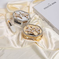 Sac de Soirée Mini Pochette de Luxe pour Femme en Métal, Orné de Perles et Strass Floraux, avec Chaîne Bandoulière pour Mariage et Fêtes