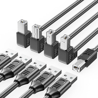 Kabel Data Printer USB 2.0 Tembaga Berlapis Timah Port Persegi Universal Kiri Kanan 90 Derajat Port Persegi USB-A Male USB-B Male
