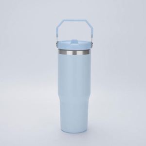 Stainless Steel <b>Double</b> <b>Wall</b> Travel Drink <b>Cup</b> with Easy Carry Handle, 20oz Vacuum Tumbler for Coffee Tea and Water - Product Image 1