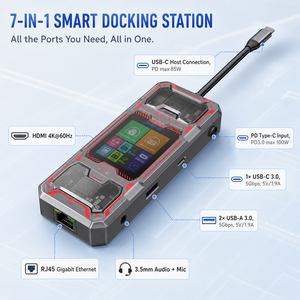 Hub USB C Inteligente 7 en 1 con Pantalla LCD, <span class=keywords><strong>HDMI</strong></span> 4K 60Hz, RJ45 Gigabit Ethernet, <span class=keywords><strong>Adaptador</strong></span> <span class=keywords><strong>de</strong></span> Estación <span class=keywords><strong>de</strong></span> Acoplamiento Tipo C con PD <span class=keywords><strong>de</strong></span> 100W - Product Image 3